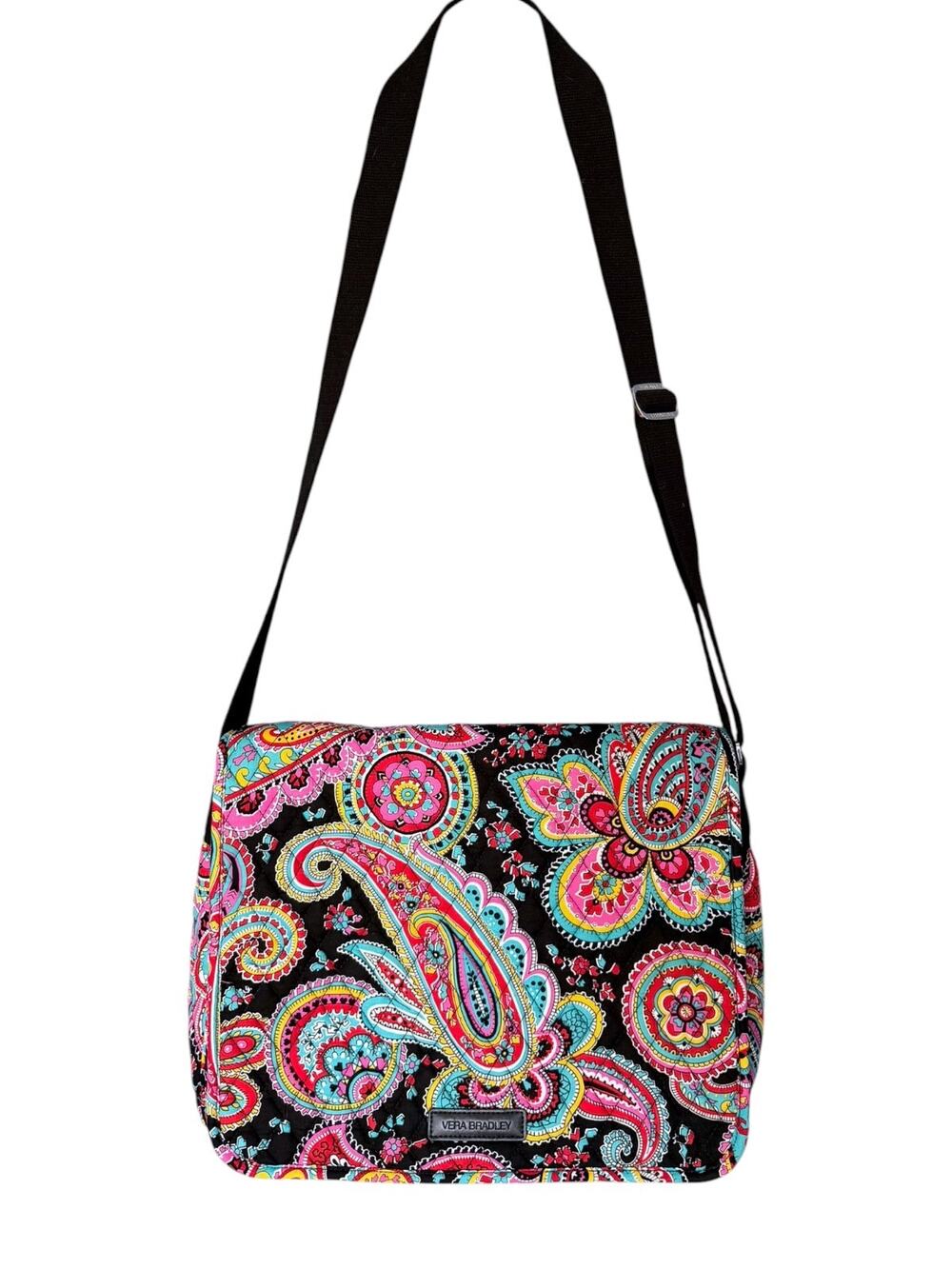 Vera Bradley Parisian Paisley Quilted Messenger Bag Commuter Crossbody Vibrant
